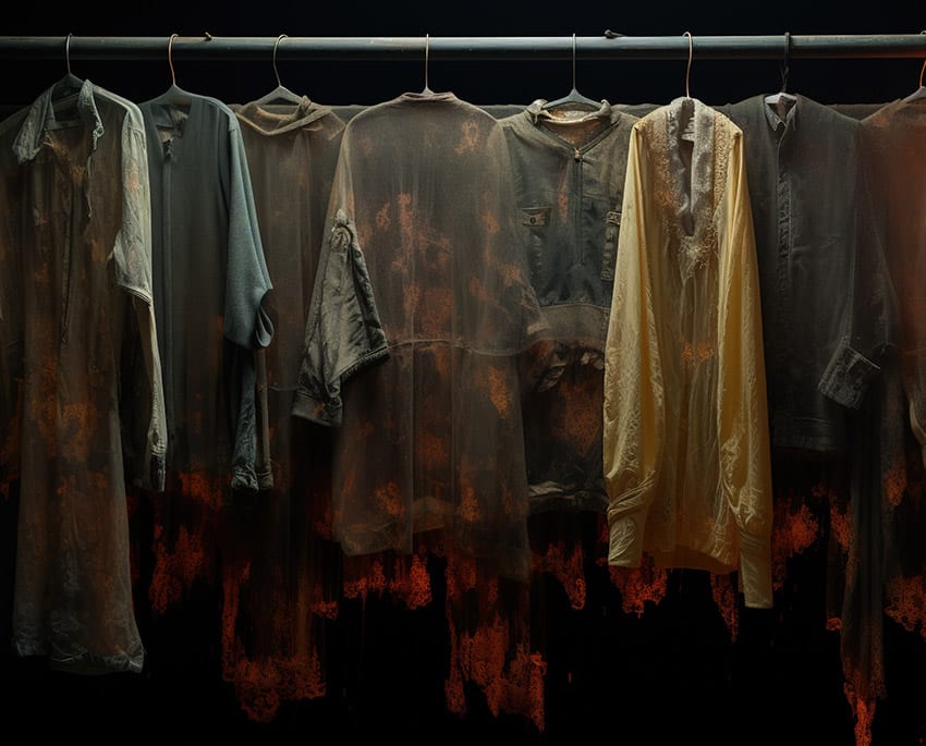 Mögel uppstår oftast på tyg som förvaras i fuktiga och dåligt ventilerade utrymmen